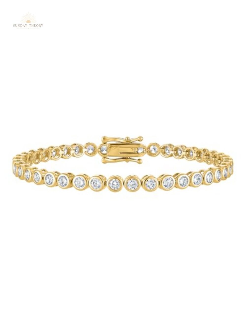 3mm Tennis Bracelet for Women 24K Gold Plated CZ Bezel Set